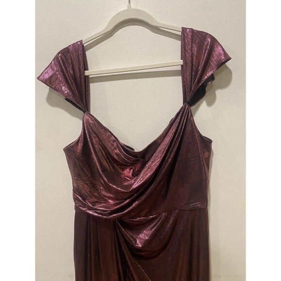 Marchesa Notte Metallic Lame Draped Gown Maxi Dress Women's Size 16 NWOT - Picture 4 of 11